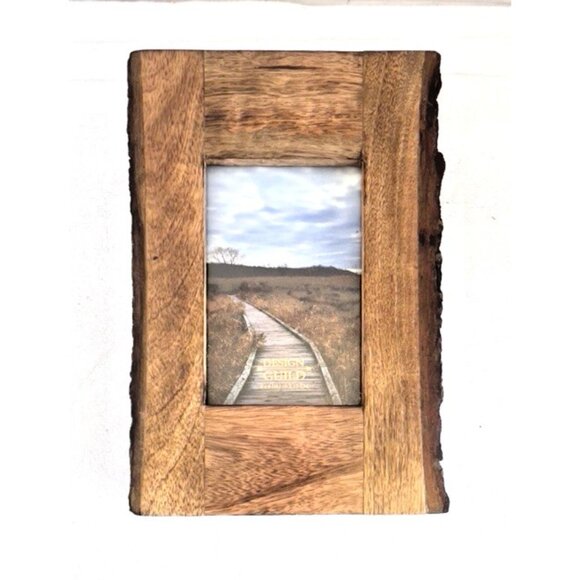 Design Guild 5 x 7 Wood Photo Frame 2-Side Live Edge Portrait Lodge Cabin Rustic - Picture 2 of 8